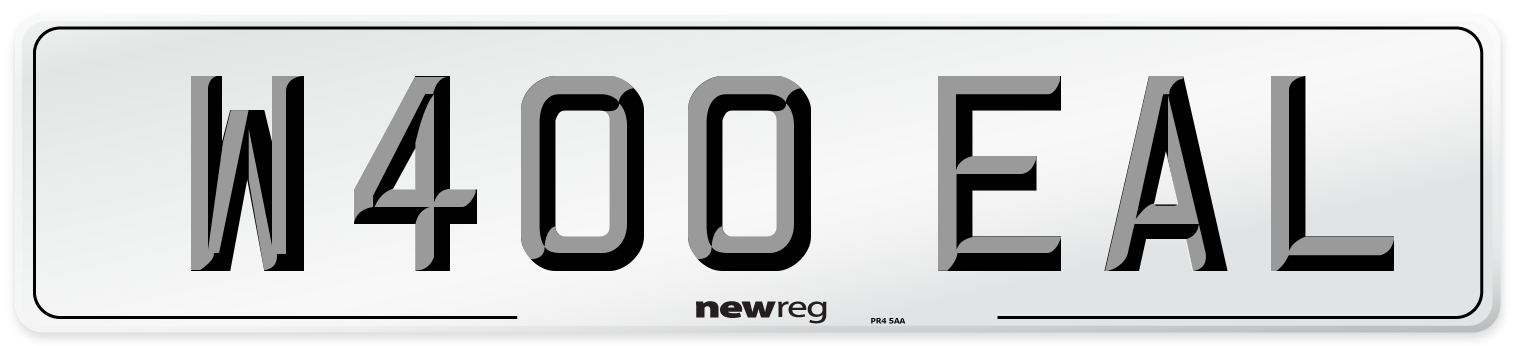 W400 EAL Number Plate from New Reg